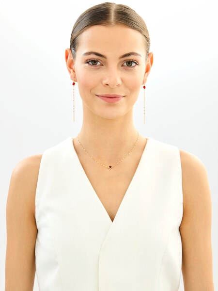 9 K Yellow Gold Dangling Earring with Cubic Zirconia