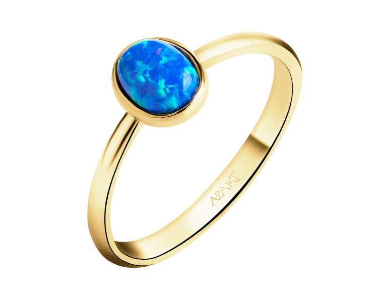 8 K Yellow Gold Ring with Opalite