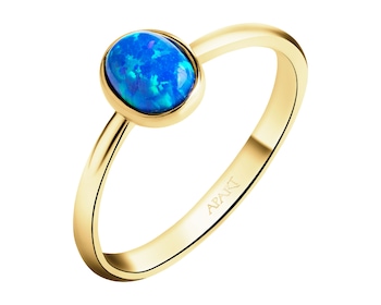 8 K Yellow Gold Ring with Opalite