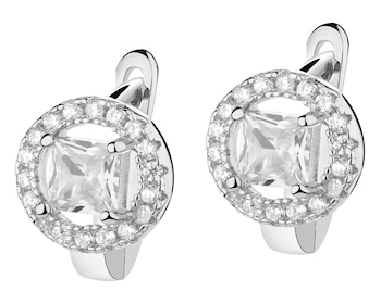 Rhodium Plated Silver Earrings with Cubic Zirconia