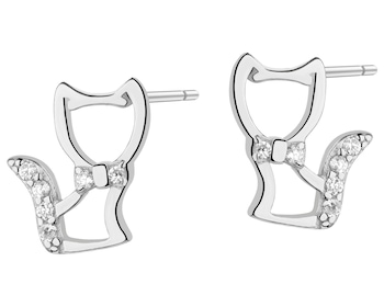 Rhodium Plated Silver Earrings with Cubic Zirconia