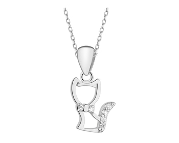 Rhodium Plated Silver Pendant with Cubic Zirconia