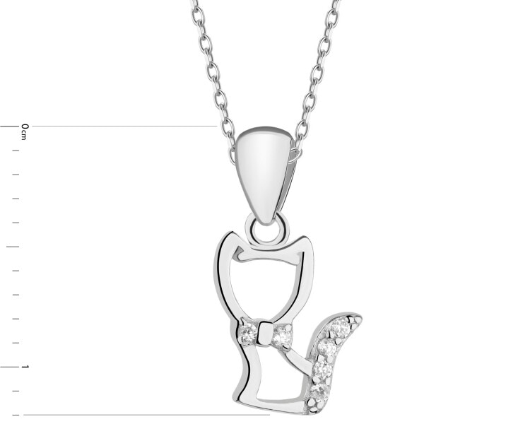 Rhodium Plated Silver Pendant with Cubic Zirconia