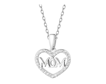 Rhodium Plated Silver Pendant with Cubic Zirconia