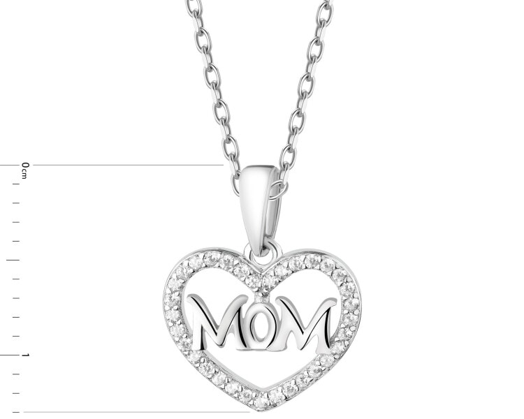 Rhodium Plated Silver Pendant with Cubic Zirconia