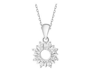 Rhodium Plated Silver Pendant with Cubic Zirconia