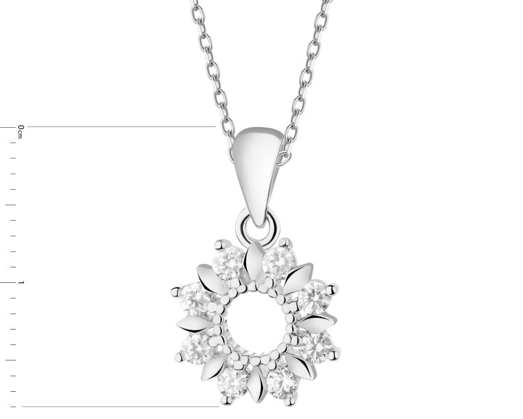 Rhodium Plated Silver Pendant with Cubic Zirconia