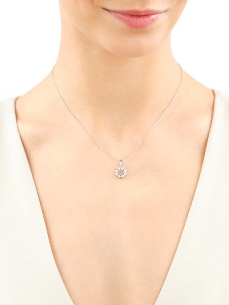 Rhodium Plated Silver Pendant with Cubic Zirconia