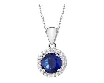 Rhodium Plated Silver Pendant with Cubic Zirconia