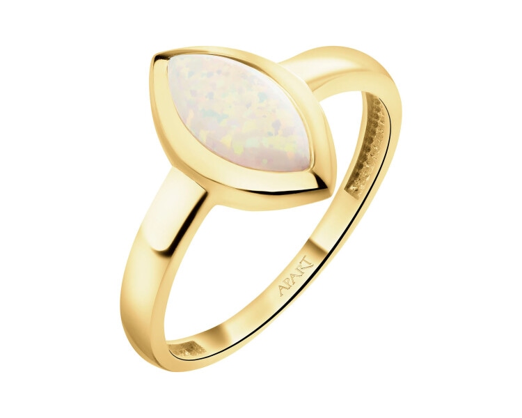 14 K Yellow Gold Ring with Opalite