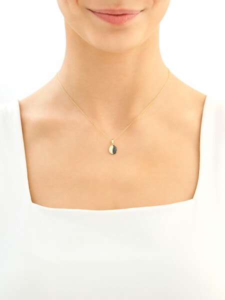 333 Yellow Gold/Black Rhodium Pendant with Cubic Zirconia