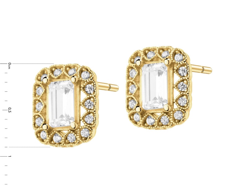 14 K Yellow Gold Earrings with Cubic Zirconia