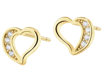 14 K Yellow Gold Earrings with Cubic Zirconia