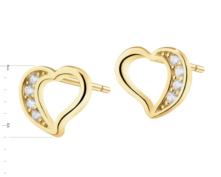 14 K Yellow Gold Earrings with Cubic Zirconia