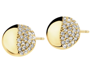 14 K Yellow Gold Earrings with Cubic Zirconia