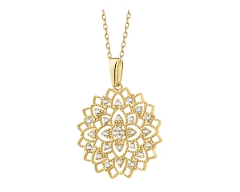 8 K Yellow Gold Pendant with Cubic Zirconia