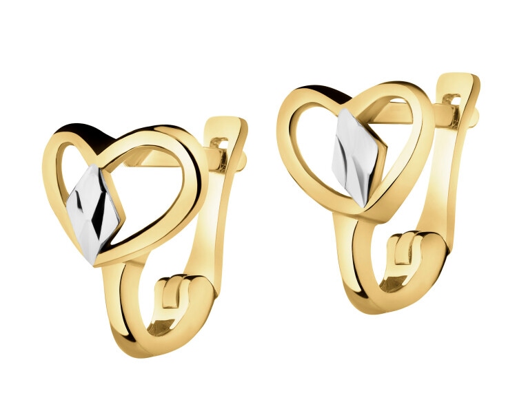 14 K Rhodium-Plated Yellow Gold Earrings 