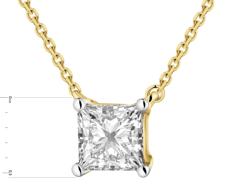 Naszyjnik z żółtego złota z diamentem laboratoryjnym - 0,51 ct - próba 585