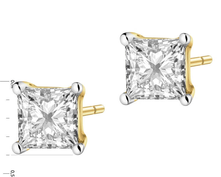 Kolczyki z żółtego złota z diamentami laboratoryjnymi - 0,62 ct - próba 585