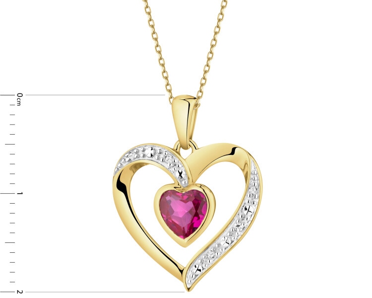 9 K Rhodium-Plated Yellow Gold Pendant - fineness 9 K