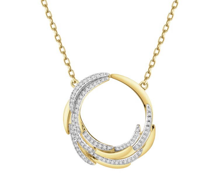 14 K Rhodium-Plated Yellow Gold Necklace with Diamonds - 0,23 ct - fineness 14 K