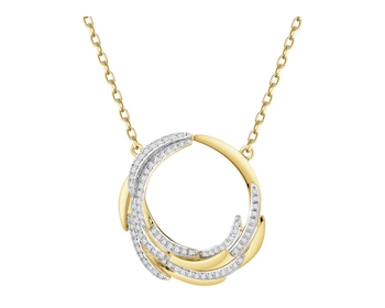 14 K Rhodium-Plated Yellow Gold Necklace with Diamonds - 0,23 ct - fineness 14 K