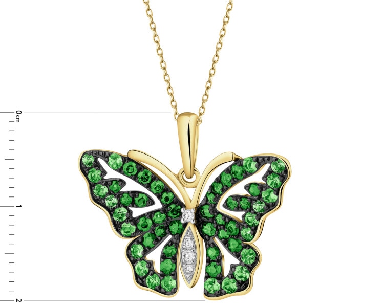 14 K Rhodium-Plated Yellow Gold Pendant - fineness 14 K