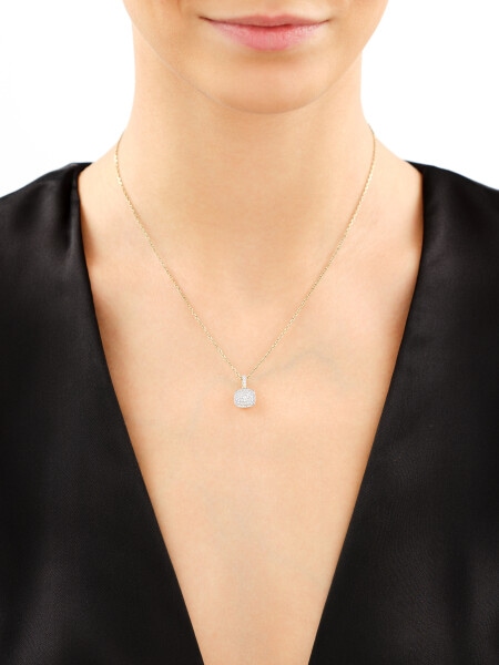 14 K Rhodium-Plated Yellow Gold Pendant with Diamonds - 0,20 ct - fineness 14 K