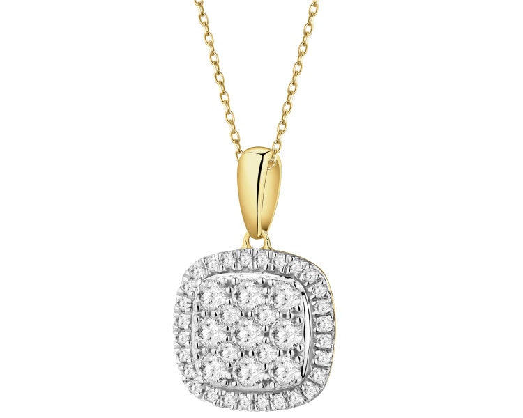 14 K Rhodium-Plated Yellow Gold Pendant with Diamonds - 0,40 ct - fineness 14 K