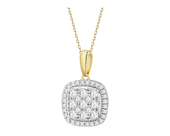 14 K Rhodium-Plated Yellow Gold Pendant with Diamonds - 0,40 ct - fineness 14 K