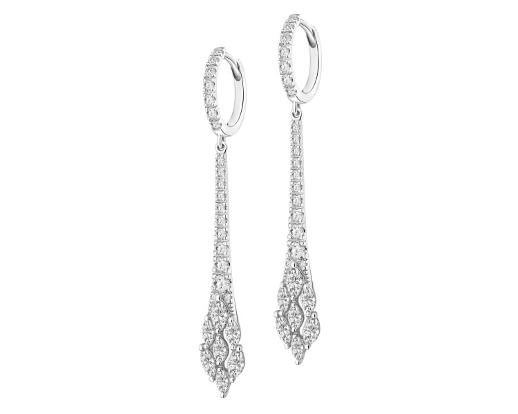 14 K Rhodium-Plated White Gold Dangling Earring  - 1,16 ct - fineness 14 K