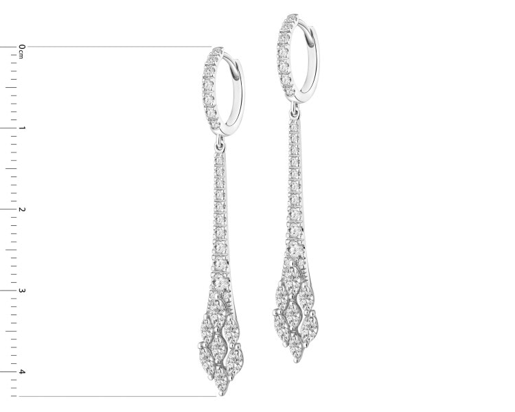 14 K Rhodium-Plated White Gold Dangling Earring - 1,16 ct - fineness 14 K