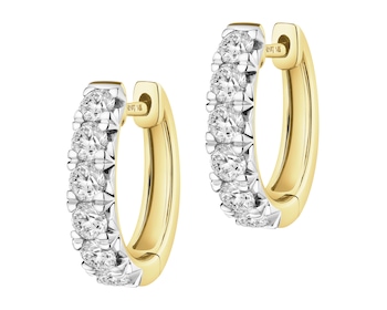 14 K Rhodium-Plated Yellow Gold Hoop Earring with Diamonds - 1,00 ct - fineness 14 K