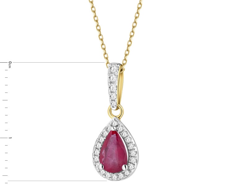 14 K Rhodium-Plated Yellow Gold Pendant - fineness 14 K