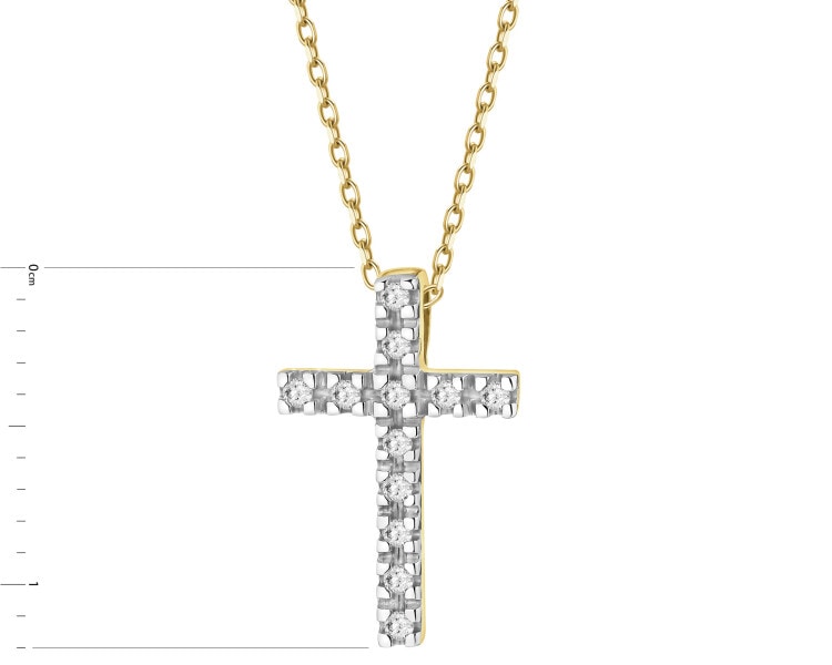 14 K Rhodium-Plated Yellow Gold Pendant with Diamonds - 0,03 ct - fineness 14 K