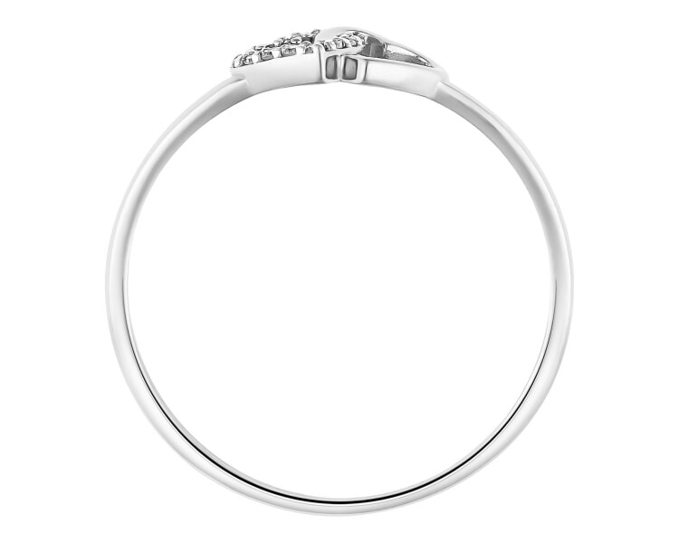 9 K Rhodium-Plated White Gold Ring with Diamonds - 0,02 ct - fineness 9 K