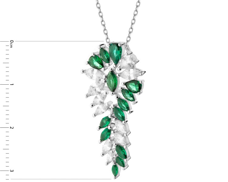 Rhodium Plated Silver Pendant with Cubic Zirconia