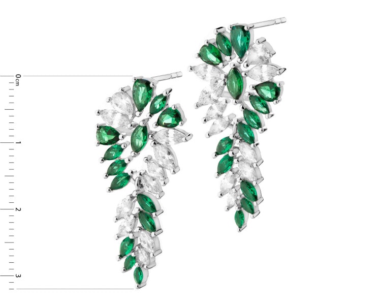 Rhodium Plated Silver Dangling Earring with Cubic Zirconia