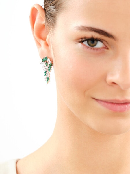 Rhodium Plated Silver Dangling Earring with Cubic Zirconia