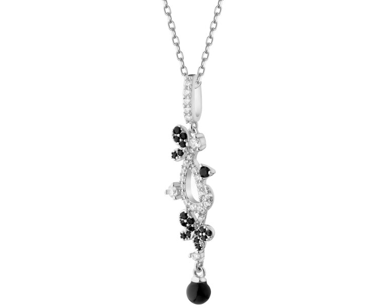 Rhodium Plated Silver Pendant with Cubic Zirconia