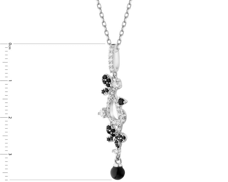 Rhodium Plated Silver Pendant with Cubic Zirconia