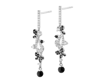 Rhodium Plated Silver Dangling Earring with Cubic Zirconia