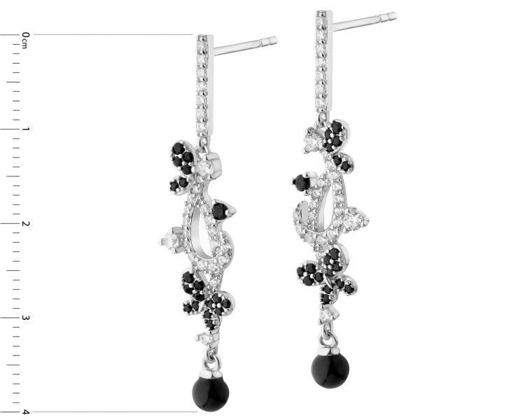 Rhodium Plated Silver Dangling Earring with Cubic Zirconia