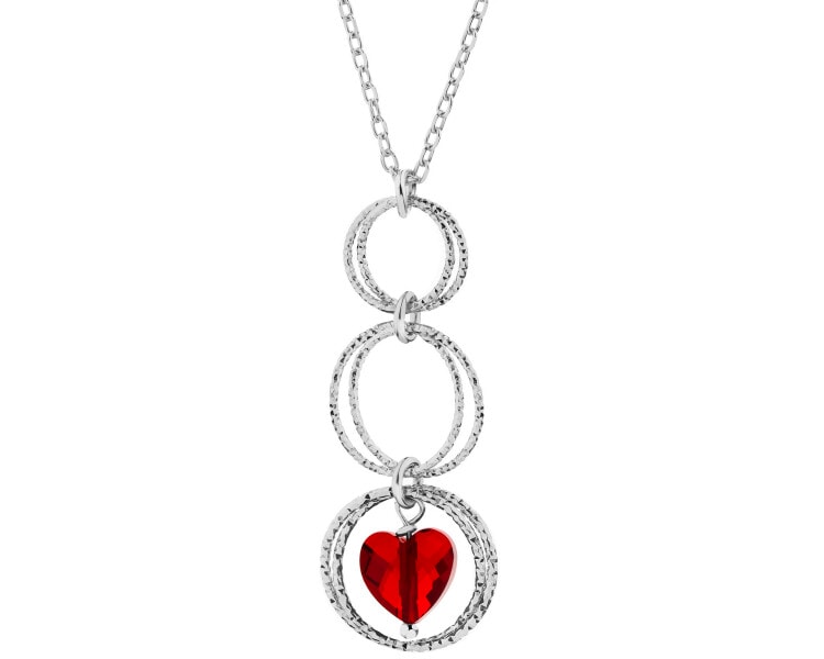 Rhodium Plated Silver Necklace with Glass