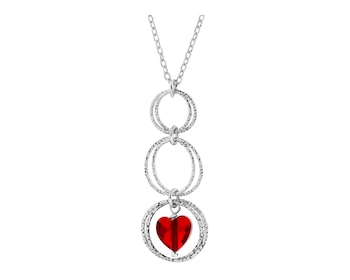 Rhodium Plated Silver Necklace with Glass