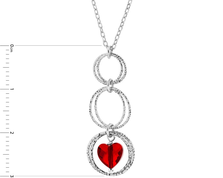 Rhodium Plated Silver Necklace with Glass