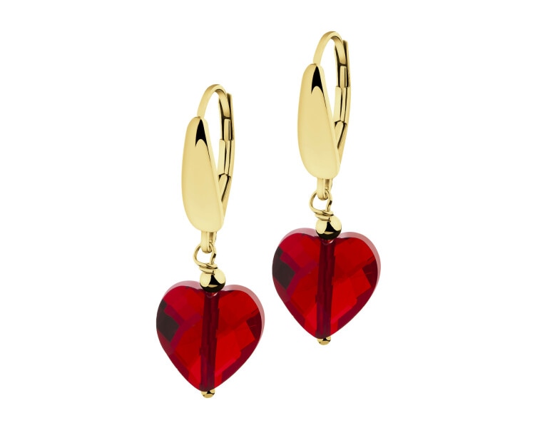 Gold-Plated Silver Dangling Earring with Glass