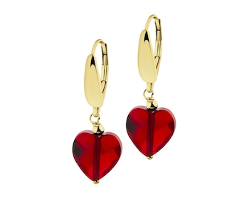 Gold-Plated Silver Dangling Earring with Glass