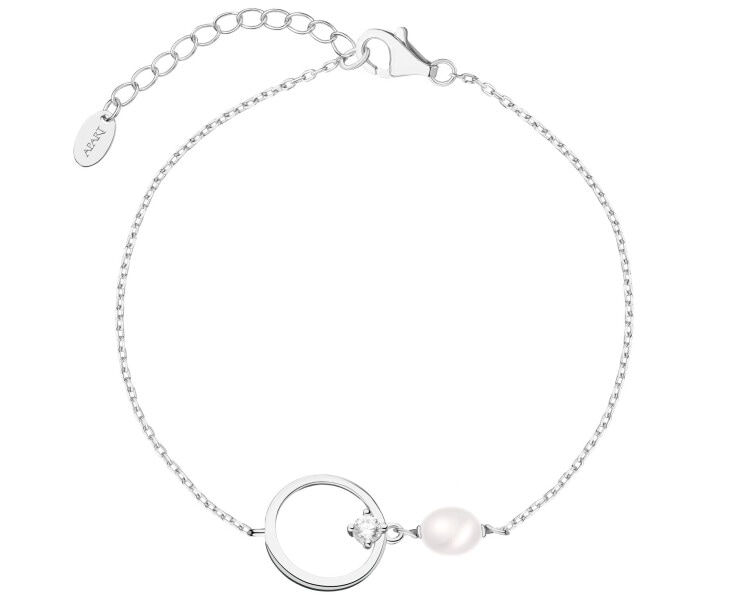 Rhodium Plated Silver Bracelet with Cubic Zirconia