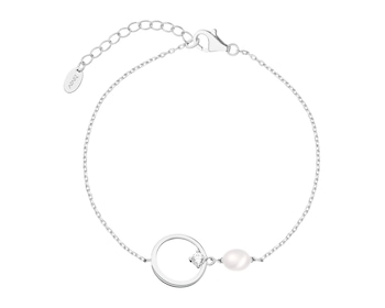 Rhodium Plated Silver Bracelet with Cubic Zirconia